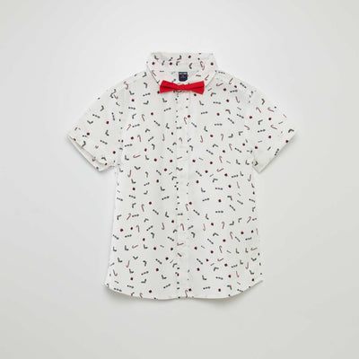 Chemise en popeline + noeud papillon Blanc