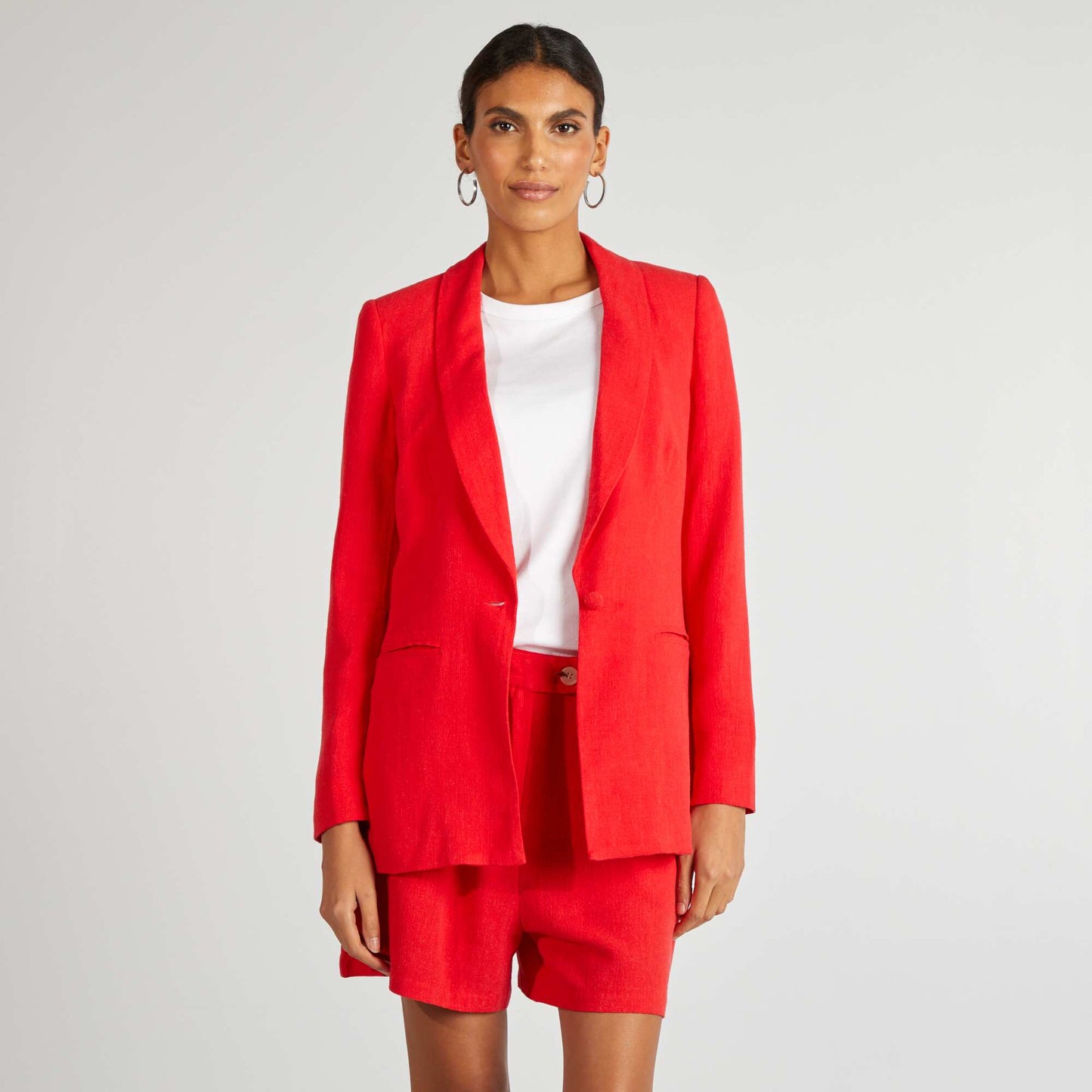 Veste tailleur mi-longue ROUGE