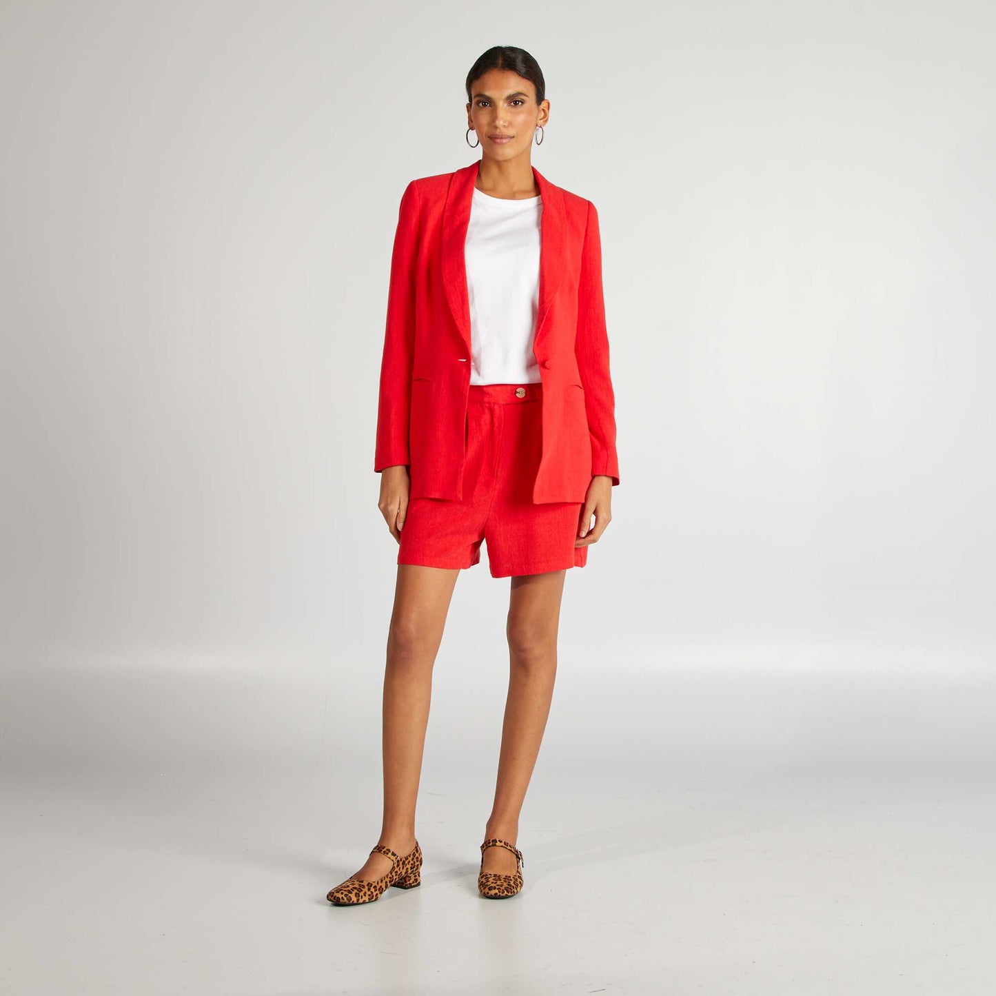 Veste tailleur mi-longue ROUGE