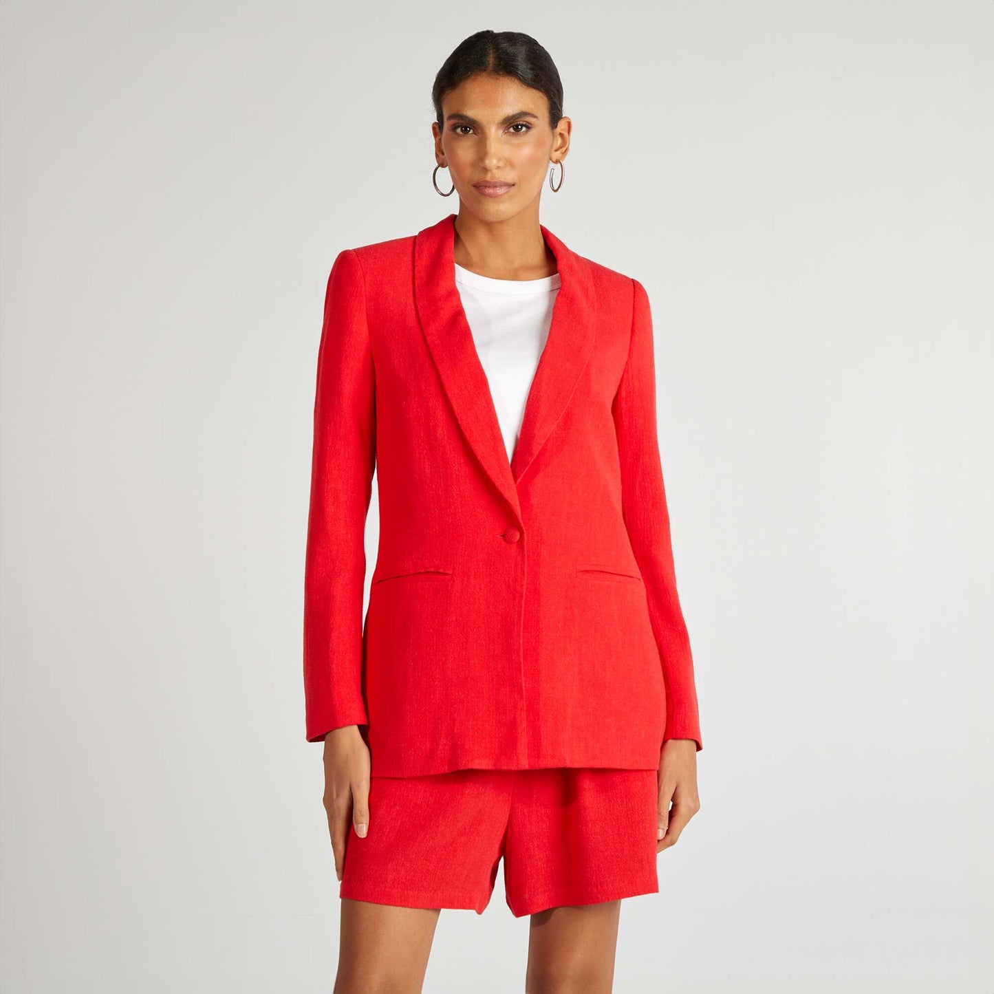 Veste tailleur mi-longue ROUGE