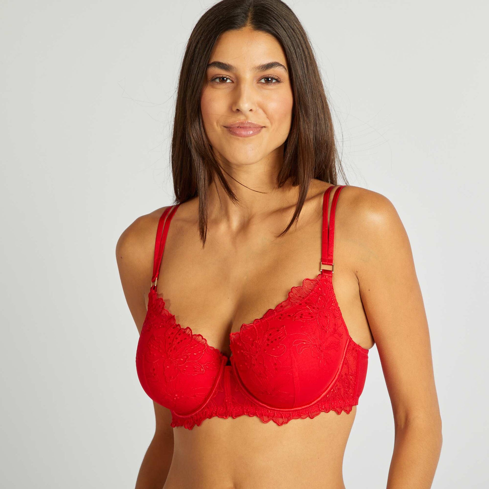 Soutien-gorge emboîtant en mesh brodé D&E ROUGE