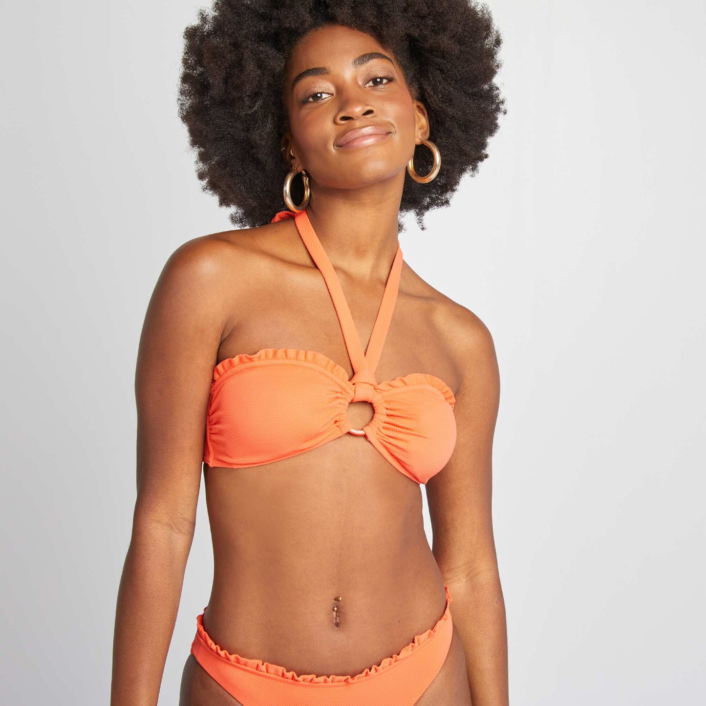 Haut de maillot de bain en maille piquée ROUGE