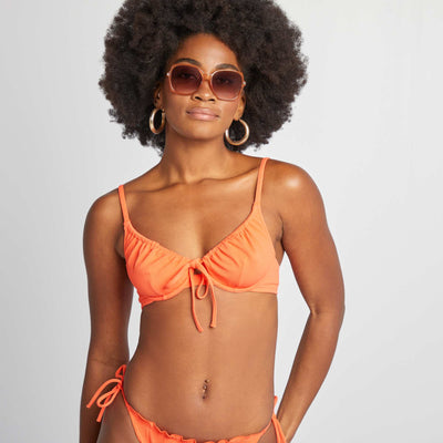 Haut de maillot de bain en maille piquée ROUGE
