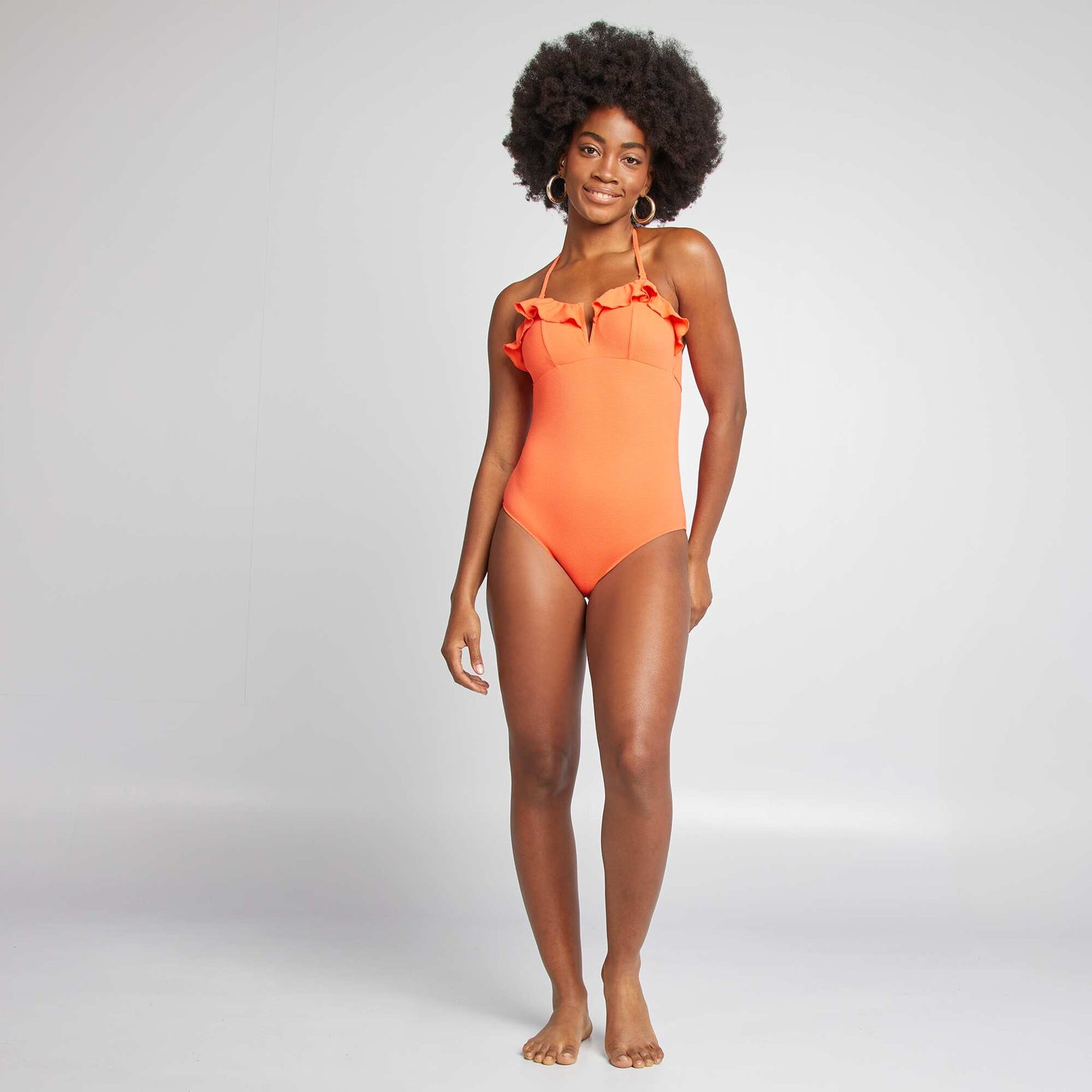 Maillot de bain 1 pièce en nid d'abeilles ROUGE