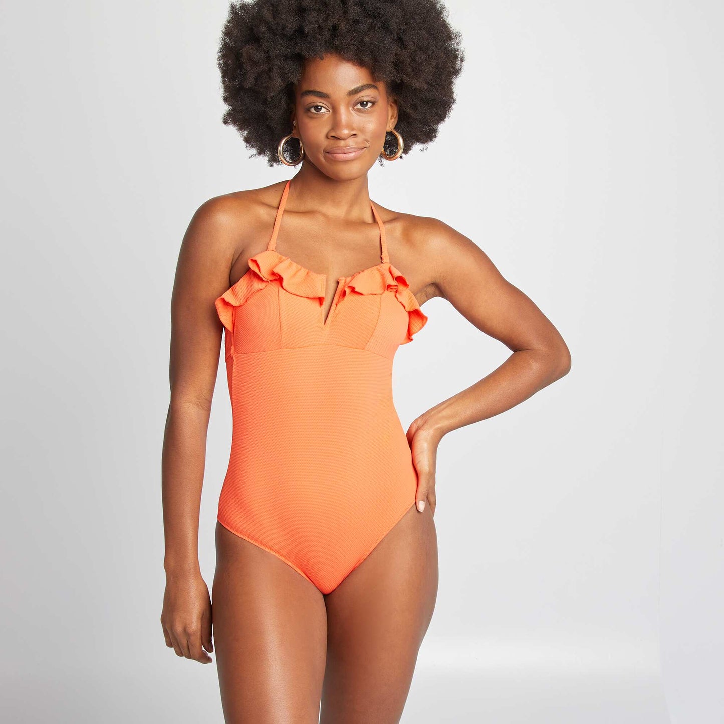 Maillot de bain 1 pièce en nid d'abeilles ROUGE