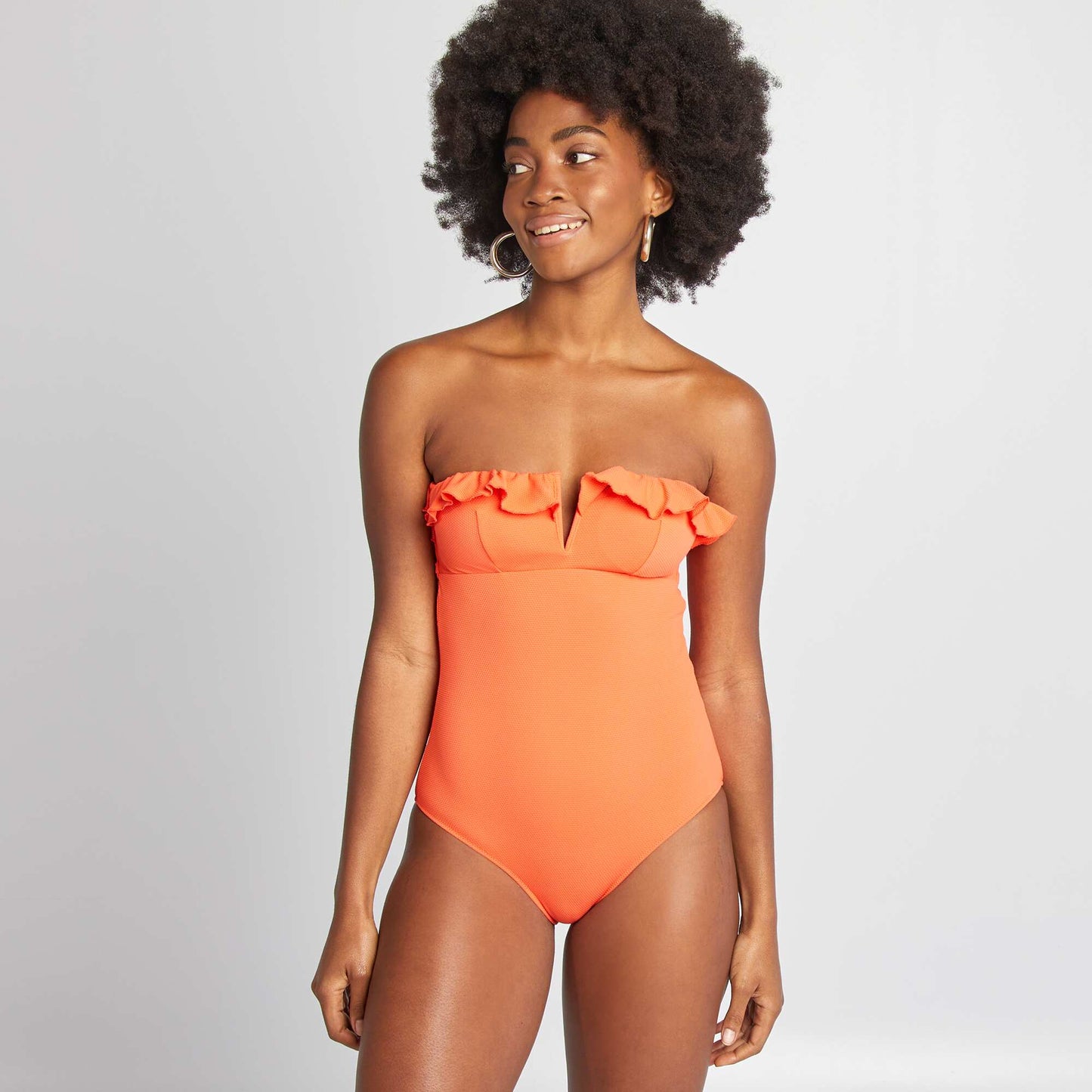 Maillot de bain 1 pièce en nid d'abeilles ROUGE