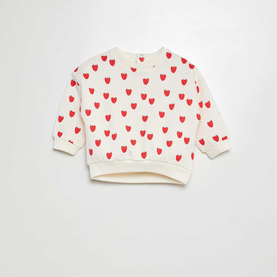 Sweat imprimé en molleton BLANC