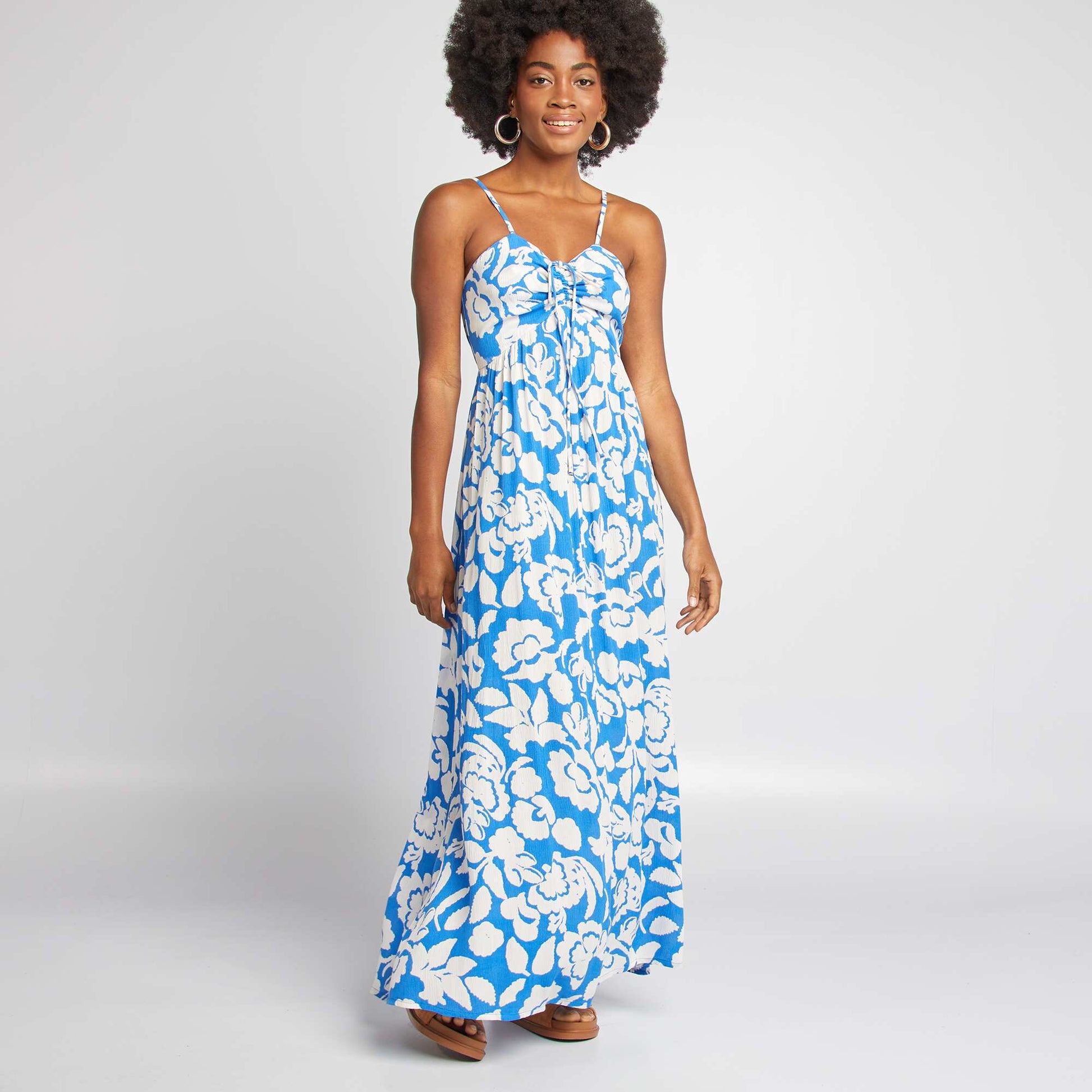 Robe longue fleurie BLEU