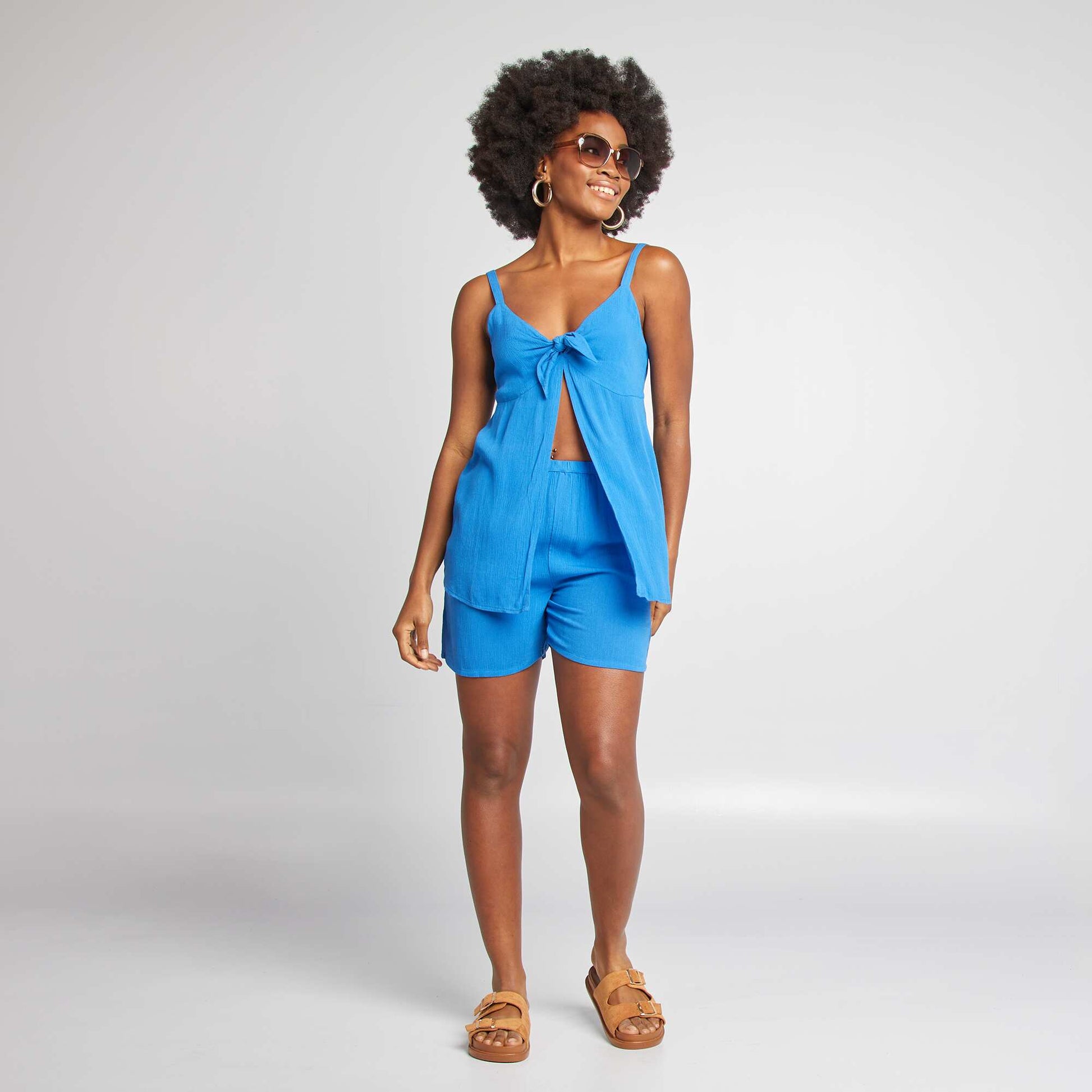 Short court à motif avec 2 poches BLEU