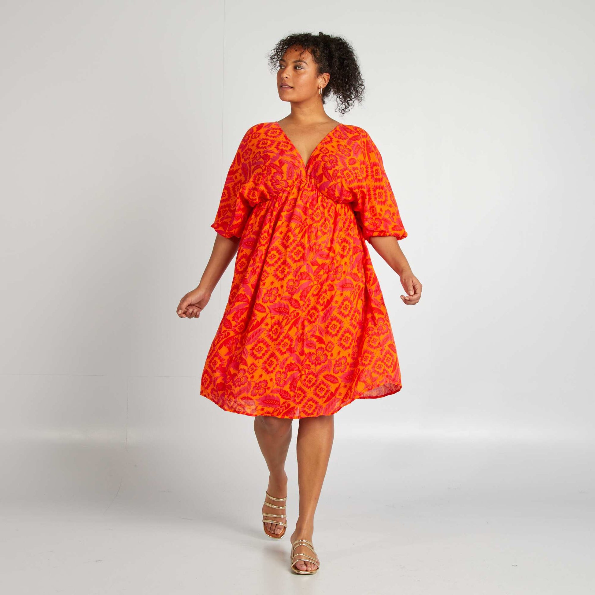 Robe à manches papillons ORANGE