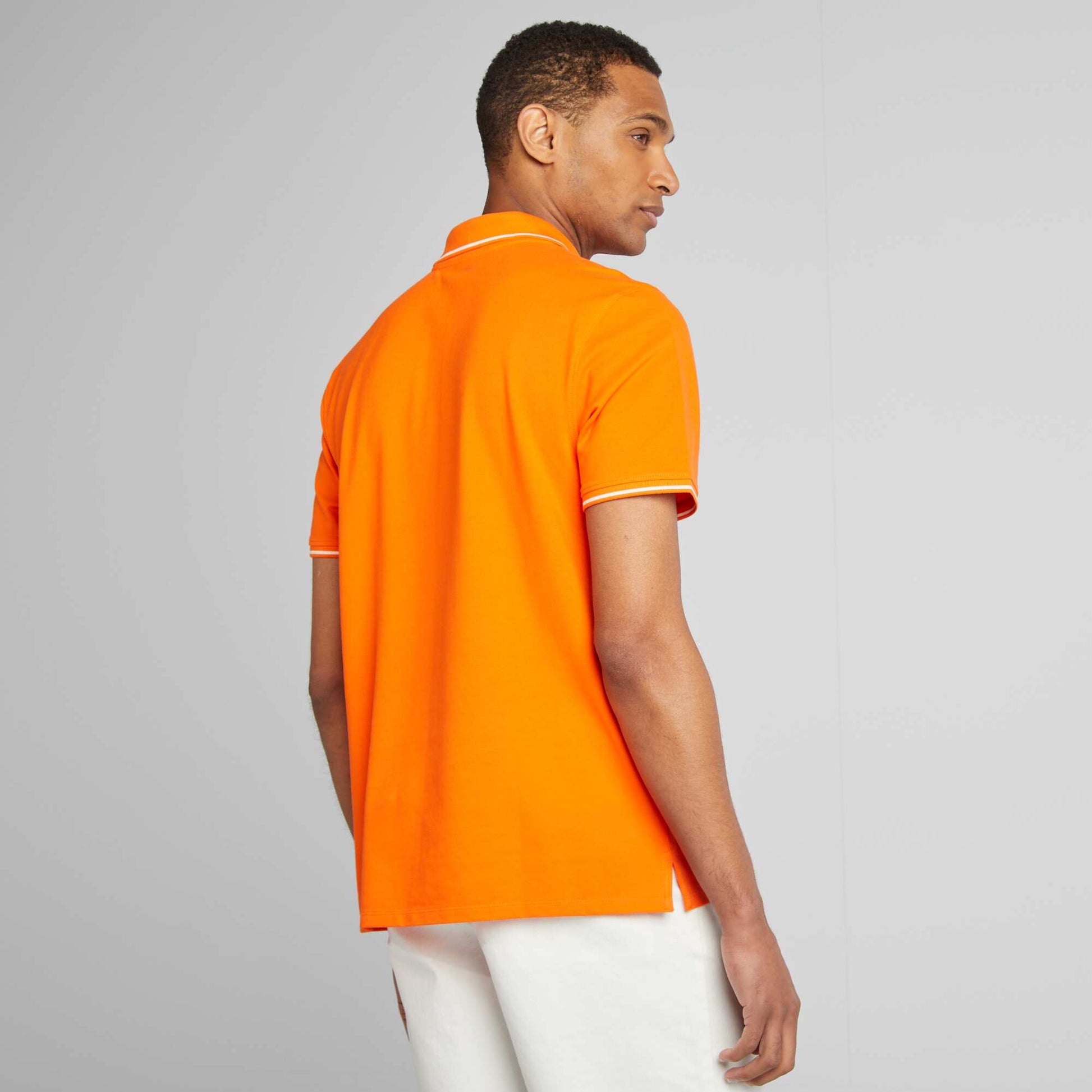 Polo uni en piqué de coton manches courtes ORANGE