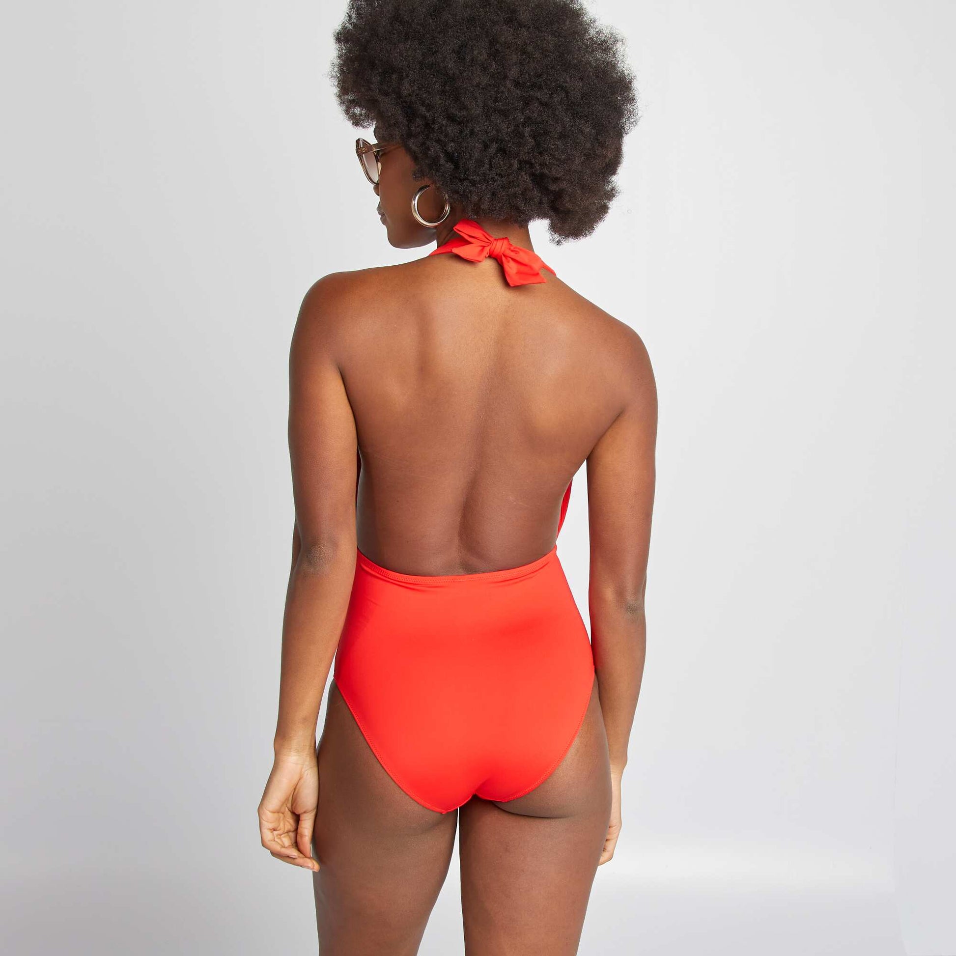 Maillot de bain 1 pièce en matière plissée ROUGE