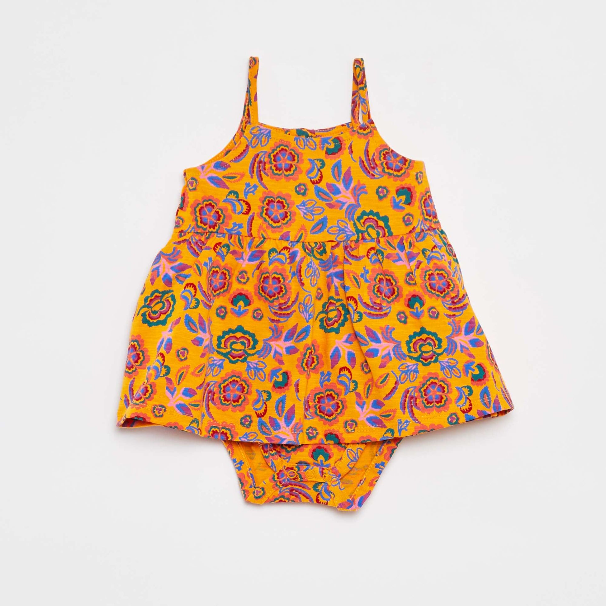 Robe body à bretelles avec imprimé BLANC