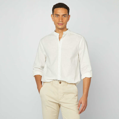 Chemise en lin et coton BLANC