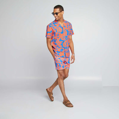 Short de plage à motif fleuri BLEU