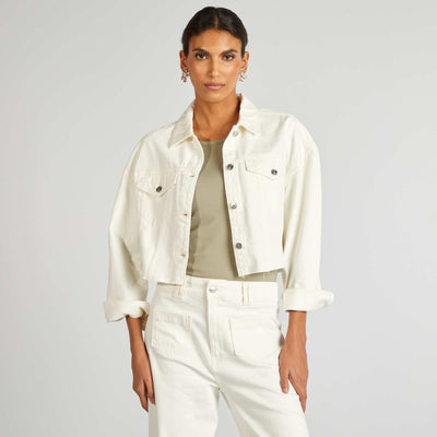 Veste en denim coupe courte BLANC