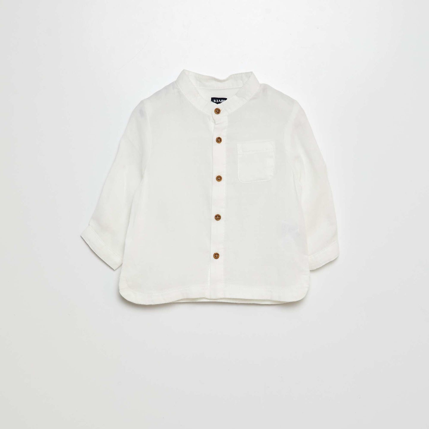 Chemise matière légère col mao BLANC