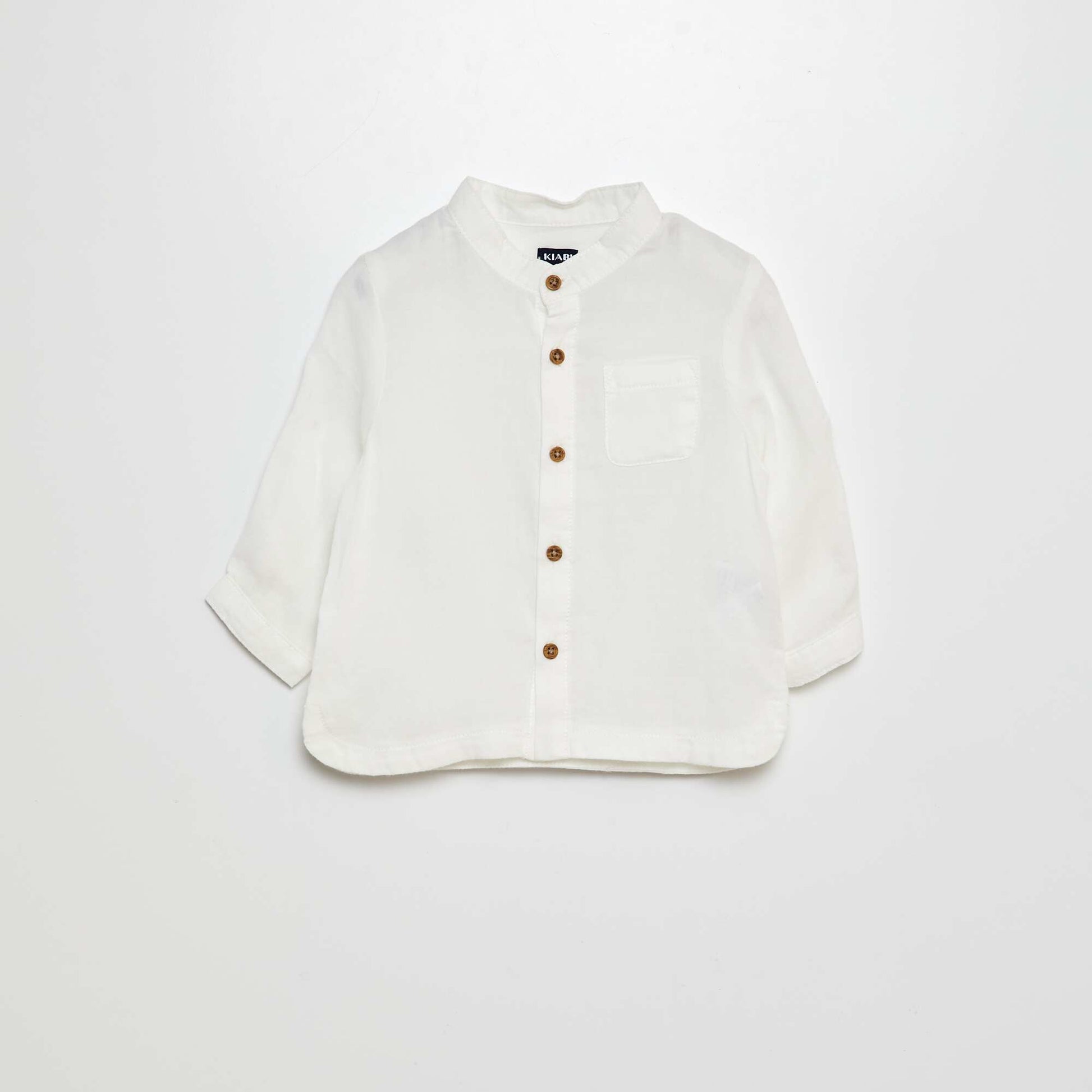 Chemise matière légère col mao BLANC