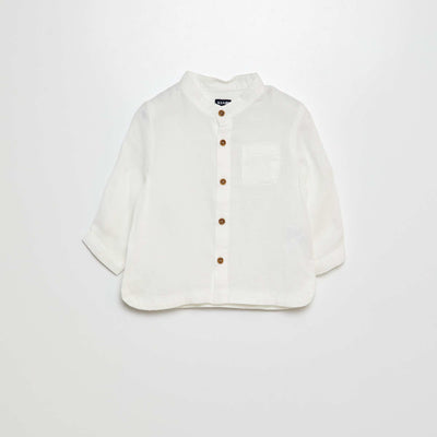 Chemise matière légère col mao BLANC