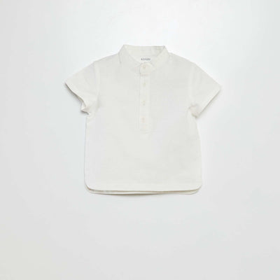 Polo oxford col tunisien BLANC