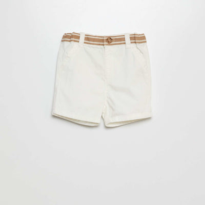 Short chino avec ceinture trompe-l'œil BLANC