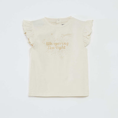T-shirt en jersey manches volantées BLANC