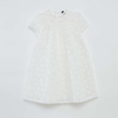 Robe de cérémonie en tulle avec motif floral BLANC