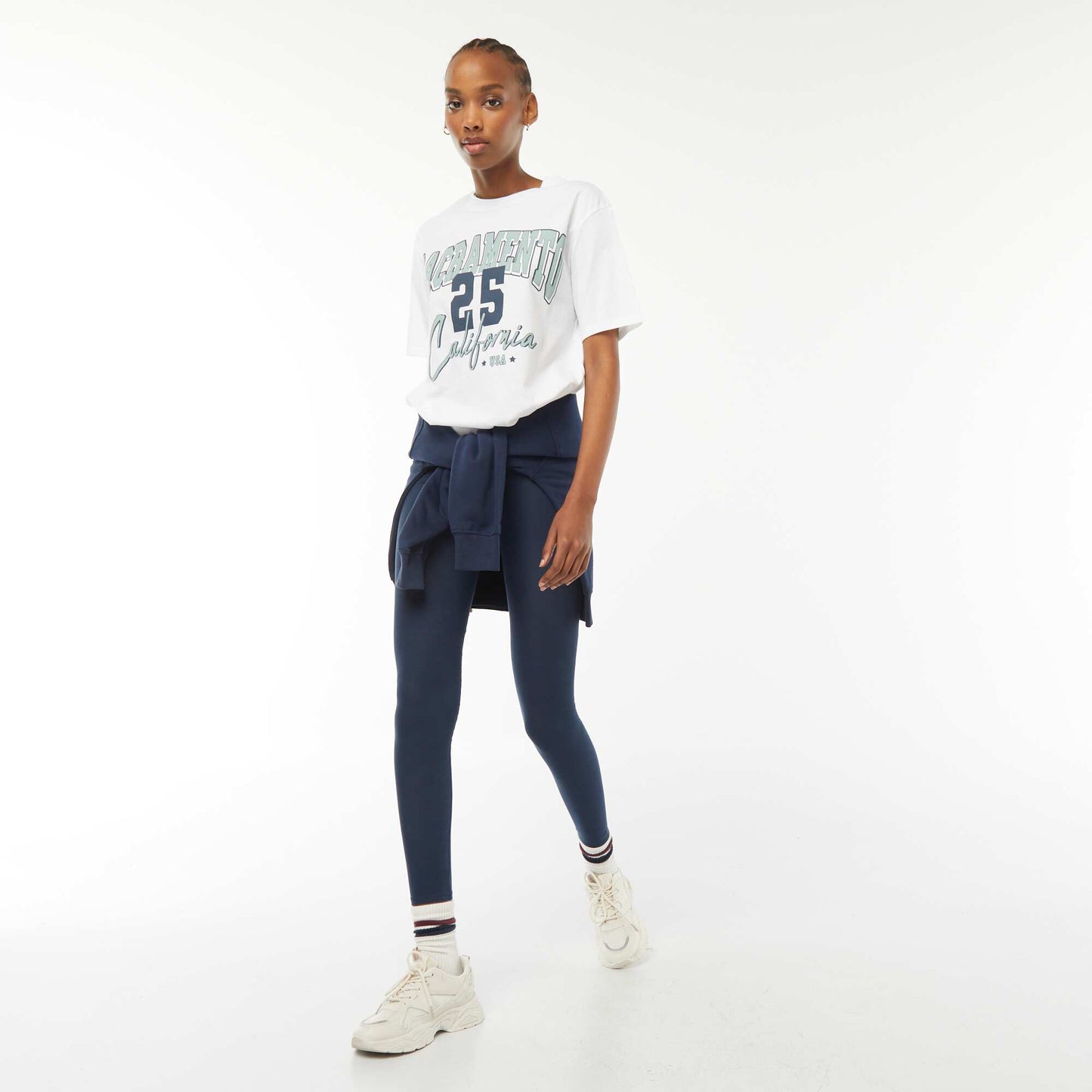 Legging long uni stretch BLEU