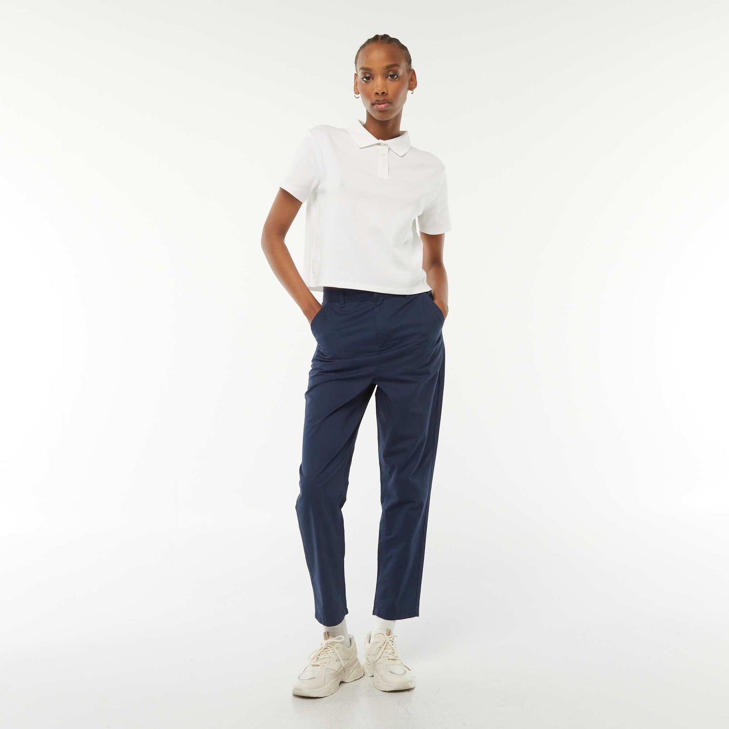 Polo basique cropped BLANC