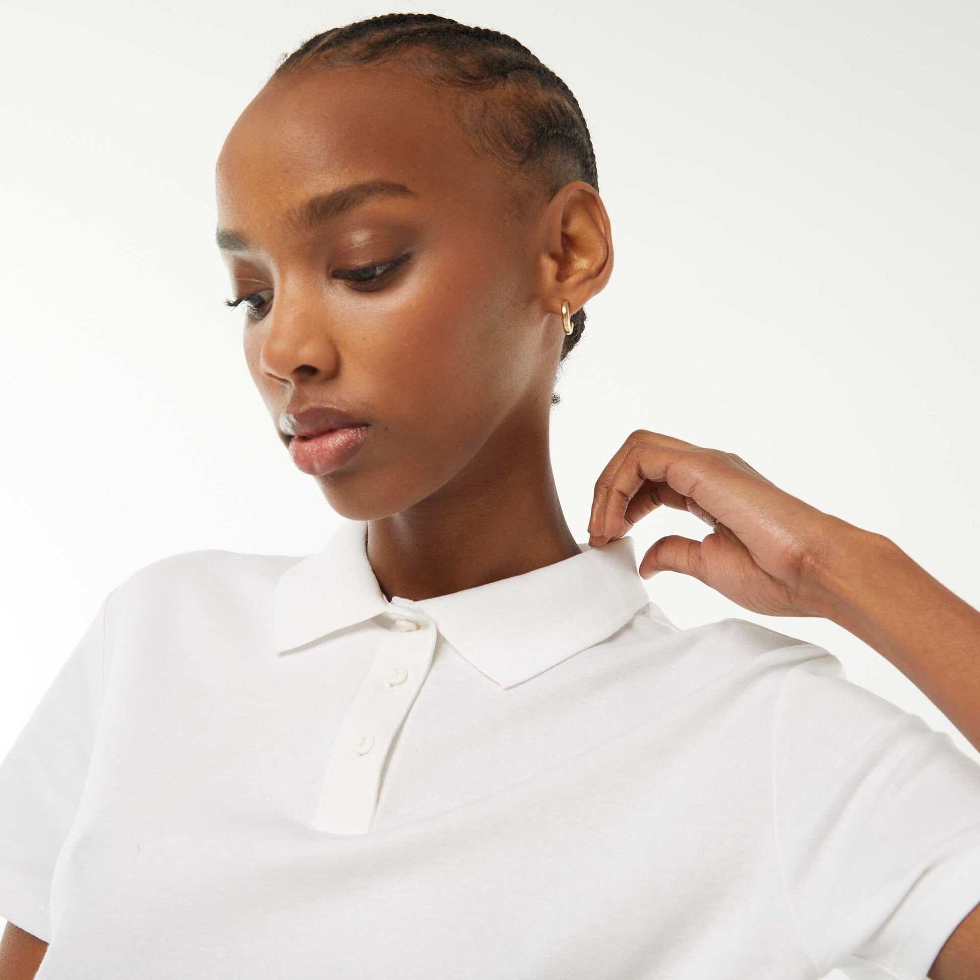 Polo basique cropped BLANC