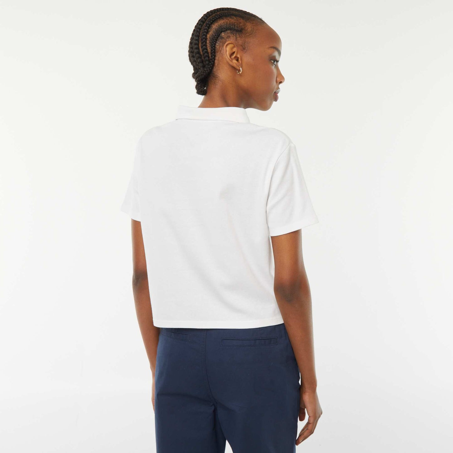 Polo basique cropped BLANC