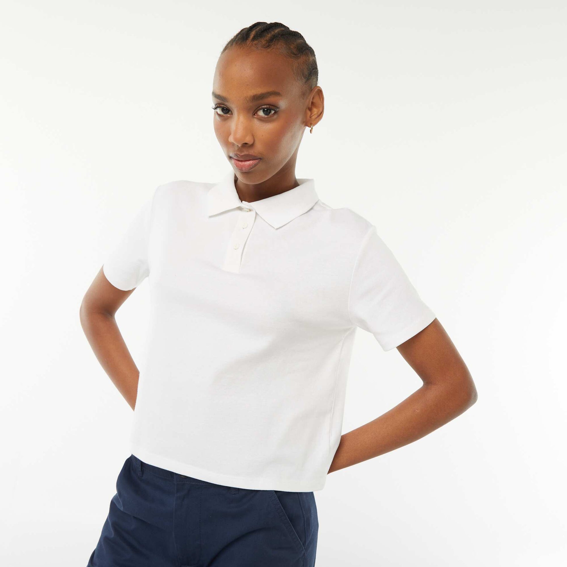 Polo basique cropped BLANC