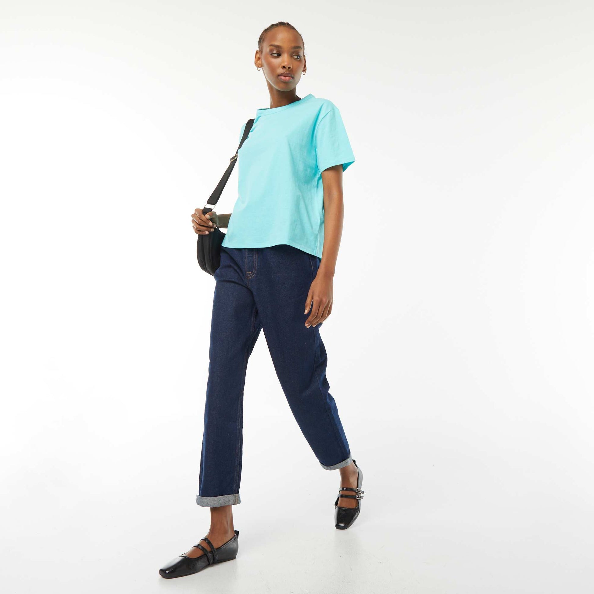 Tee-shirt basique manches courtes BLEU