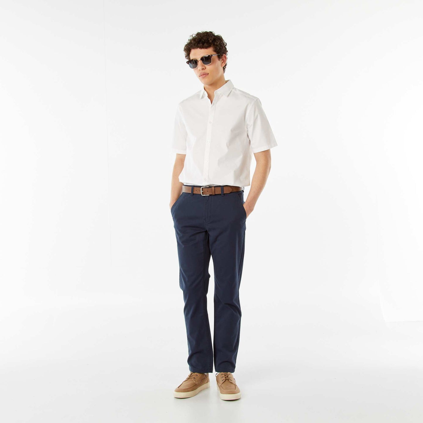 Chemise basique à manches courtes BLANC