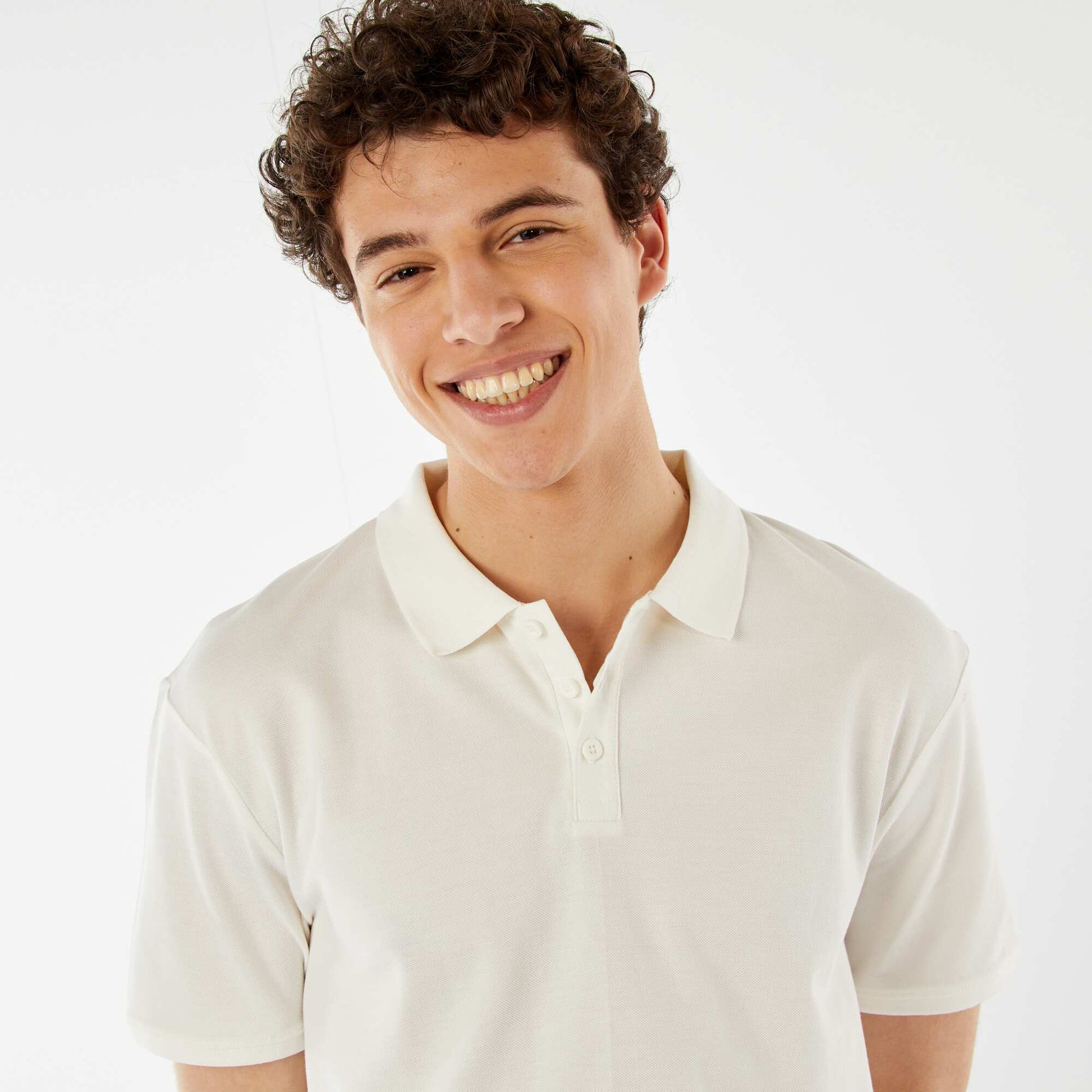 Polo basique en coton BLANC