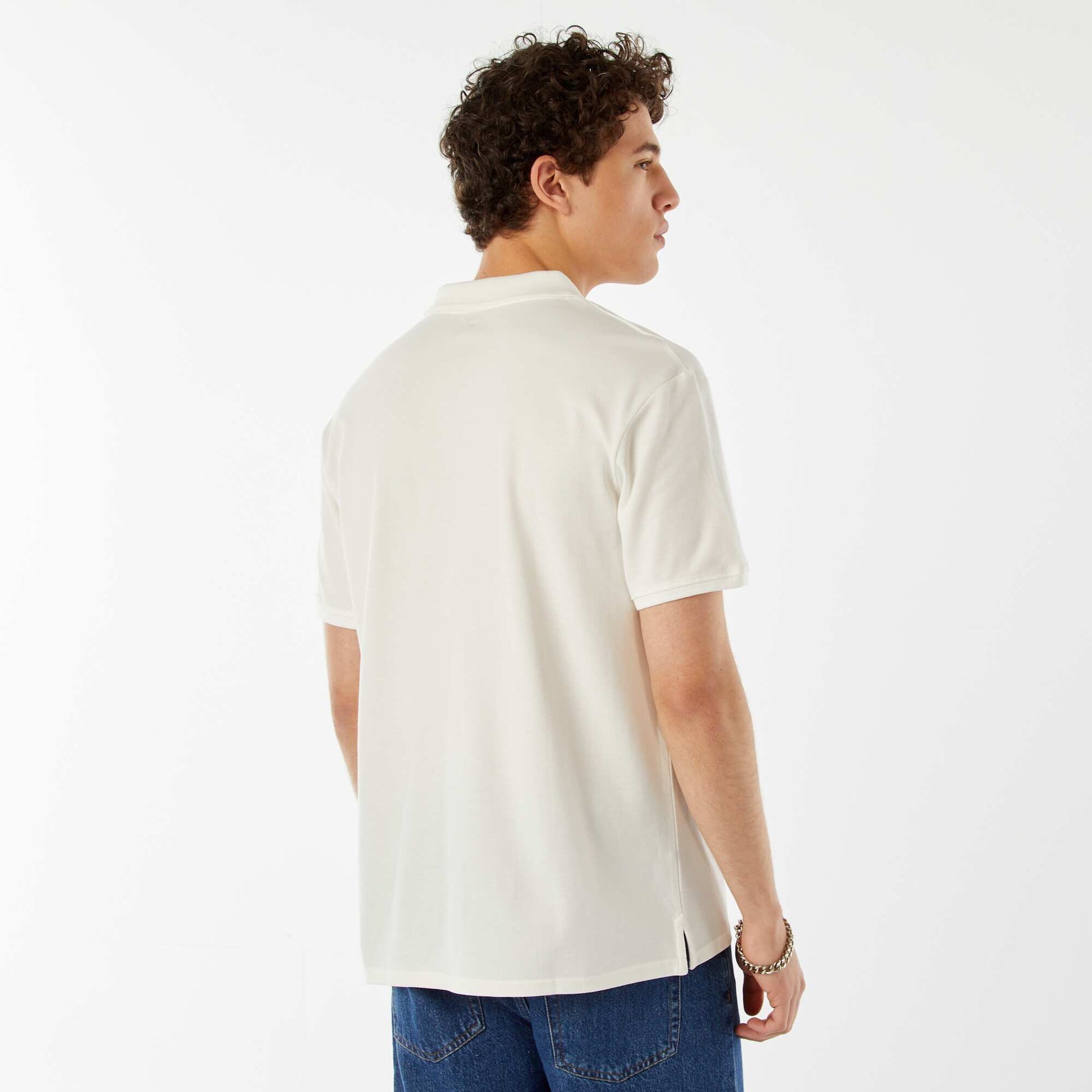 Polo basique en coton BLANC