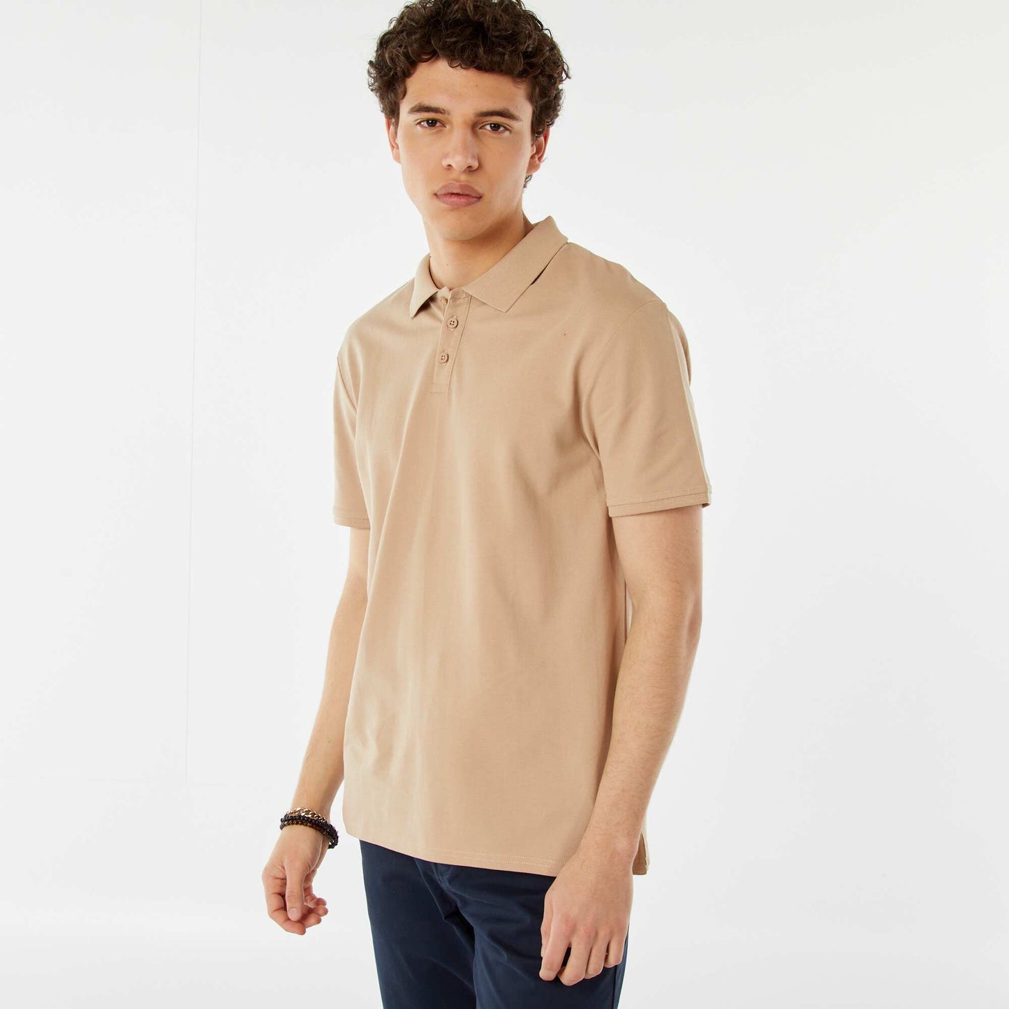 Polo basique en coton BEIGE