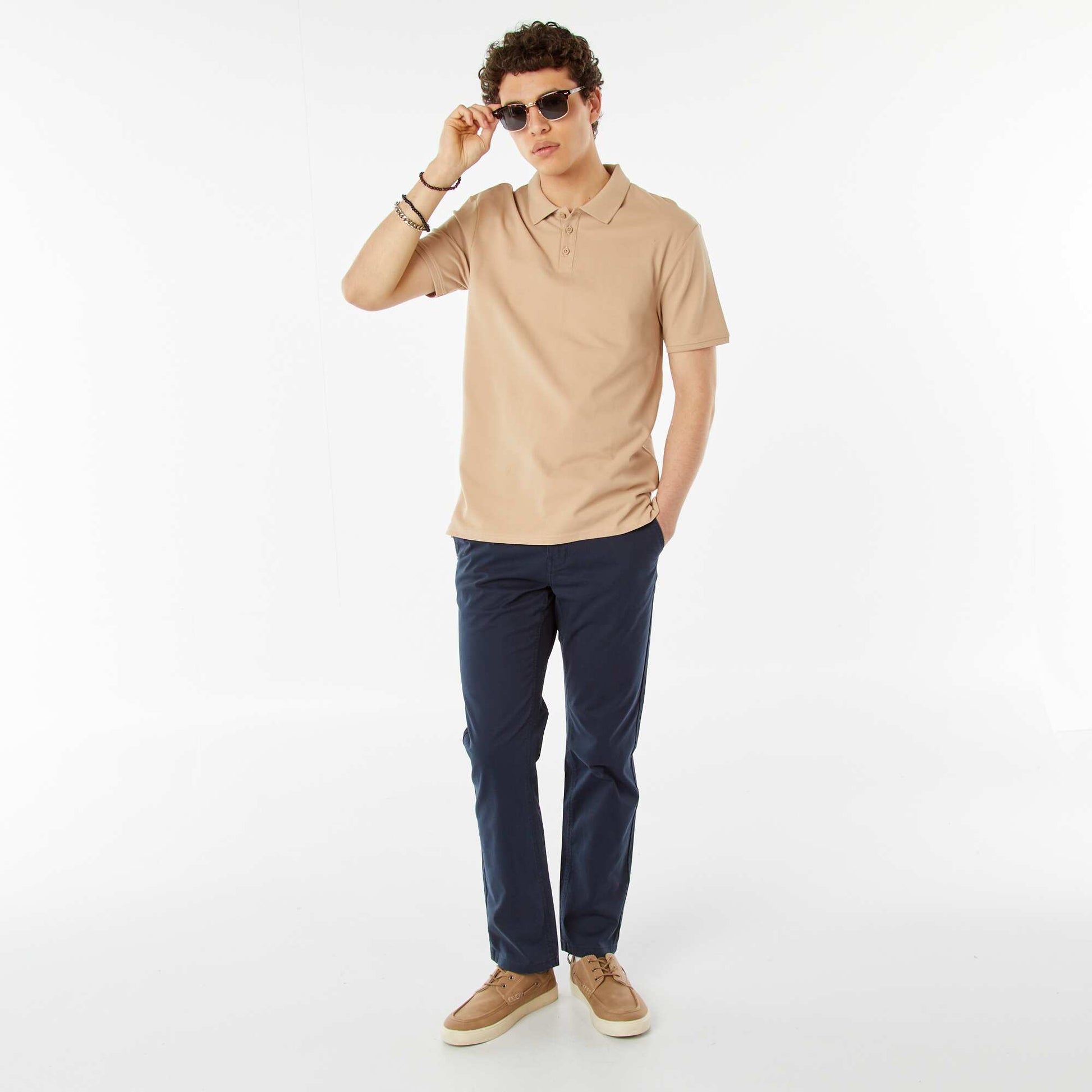Polo basique en coton BEIGE
