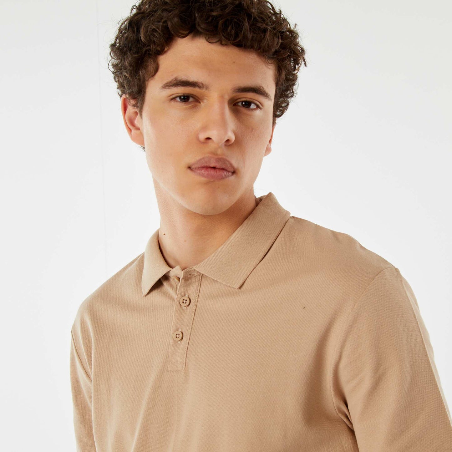 Polo basique en coton BEIGE
