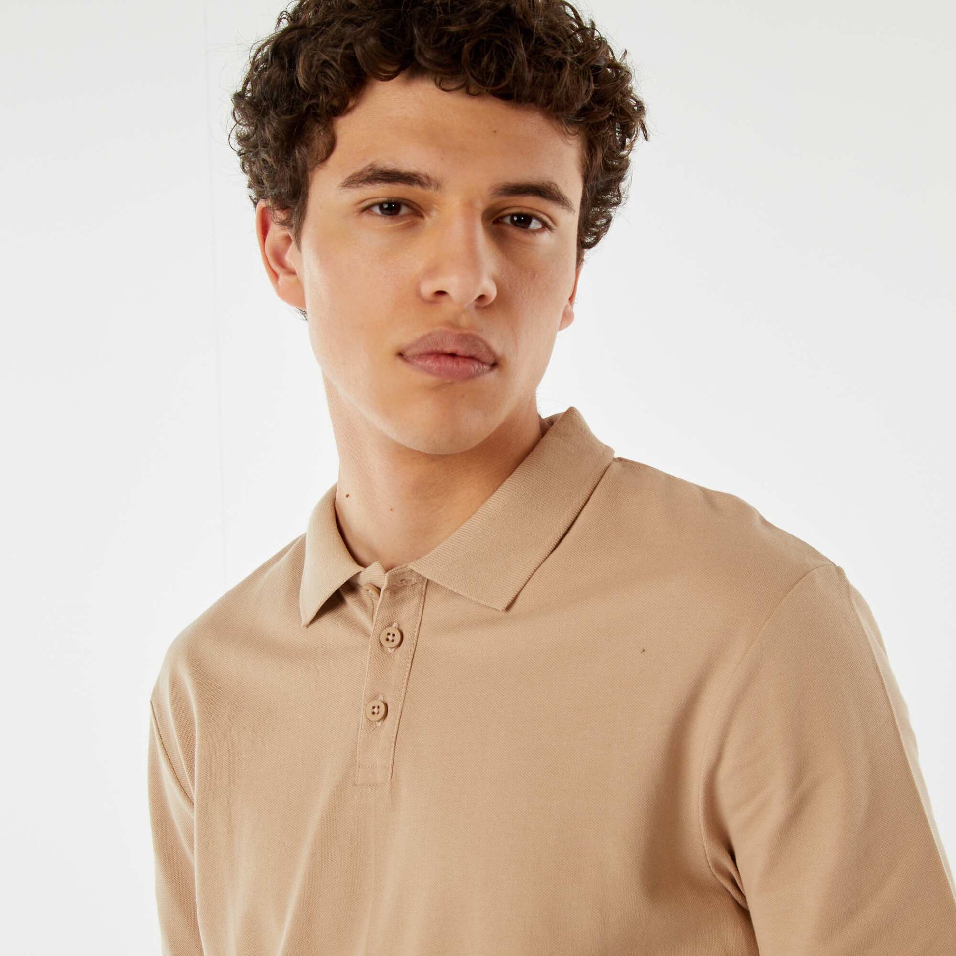 Polo basique en coton BEIGE