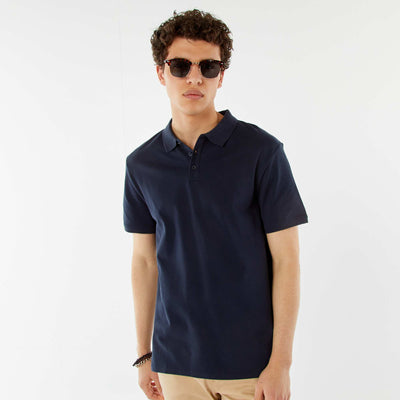 Polo basique en coton BLEU