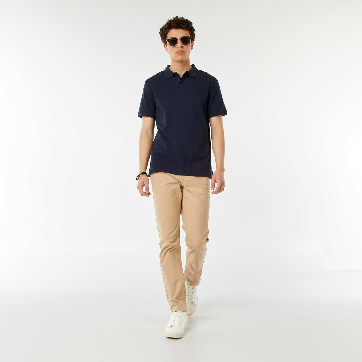 Polo basique en coton BLEU