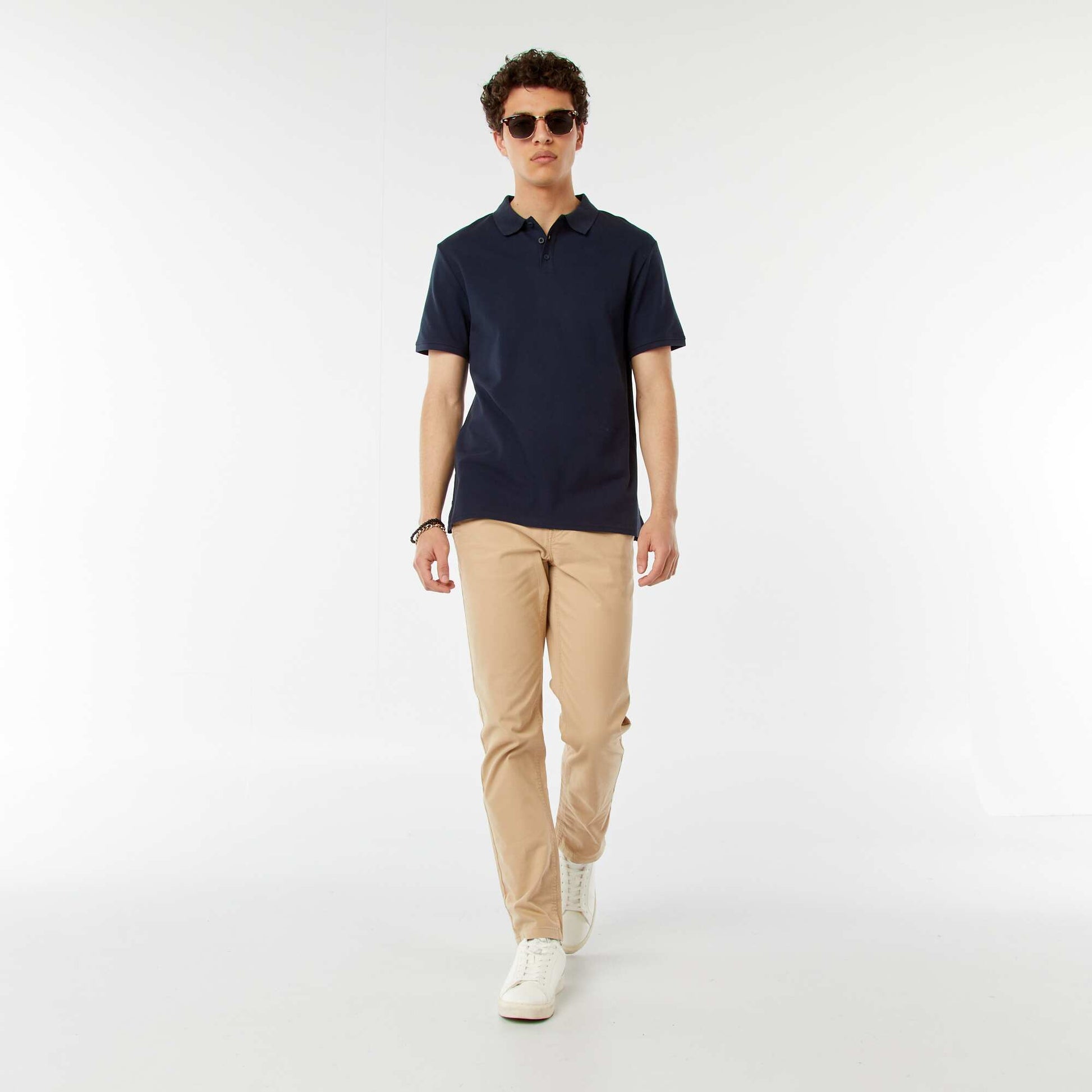 Polo basique en coton BLEU