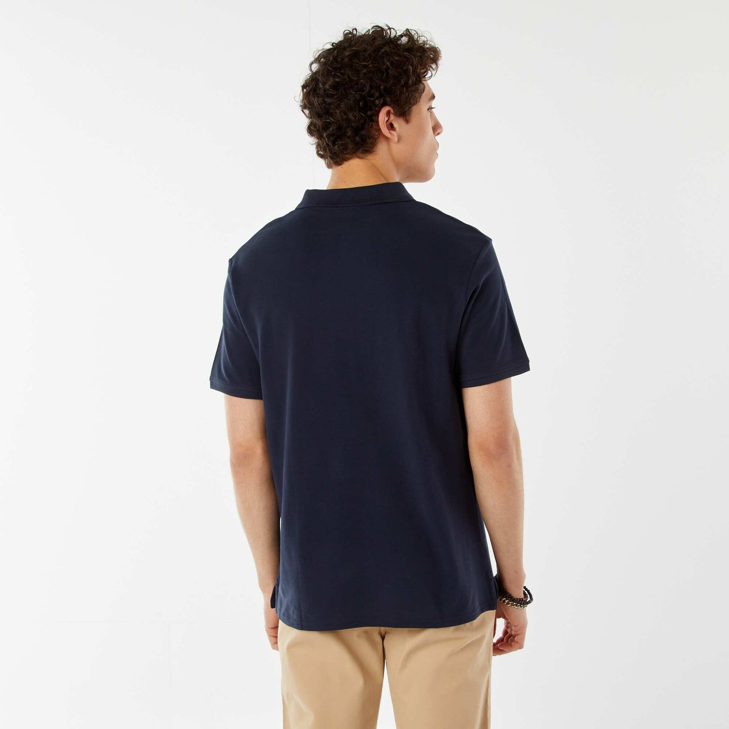 Polo basique en coton BLEU