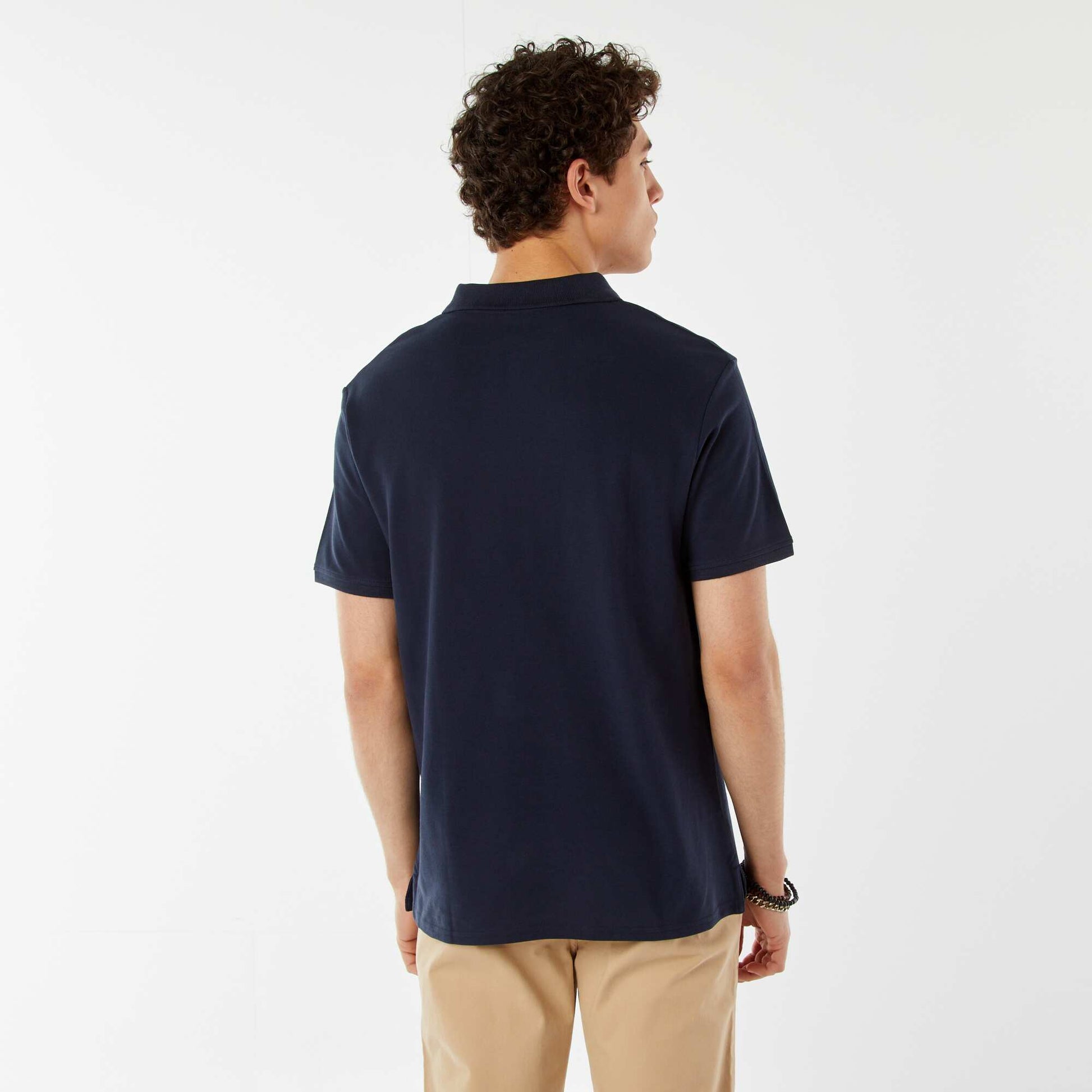 Polo basique en coton BLEU