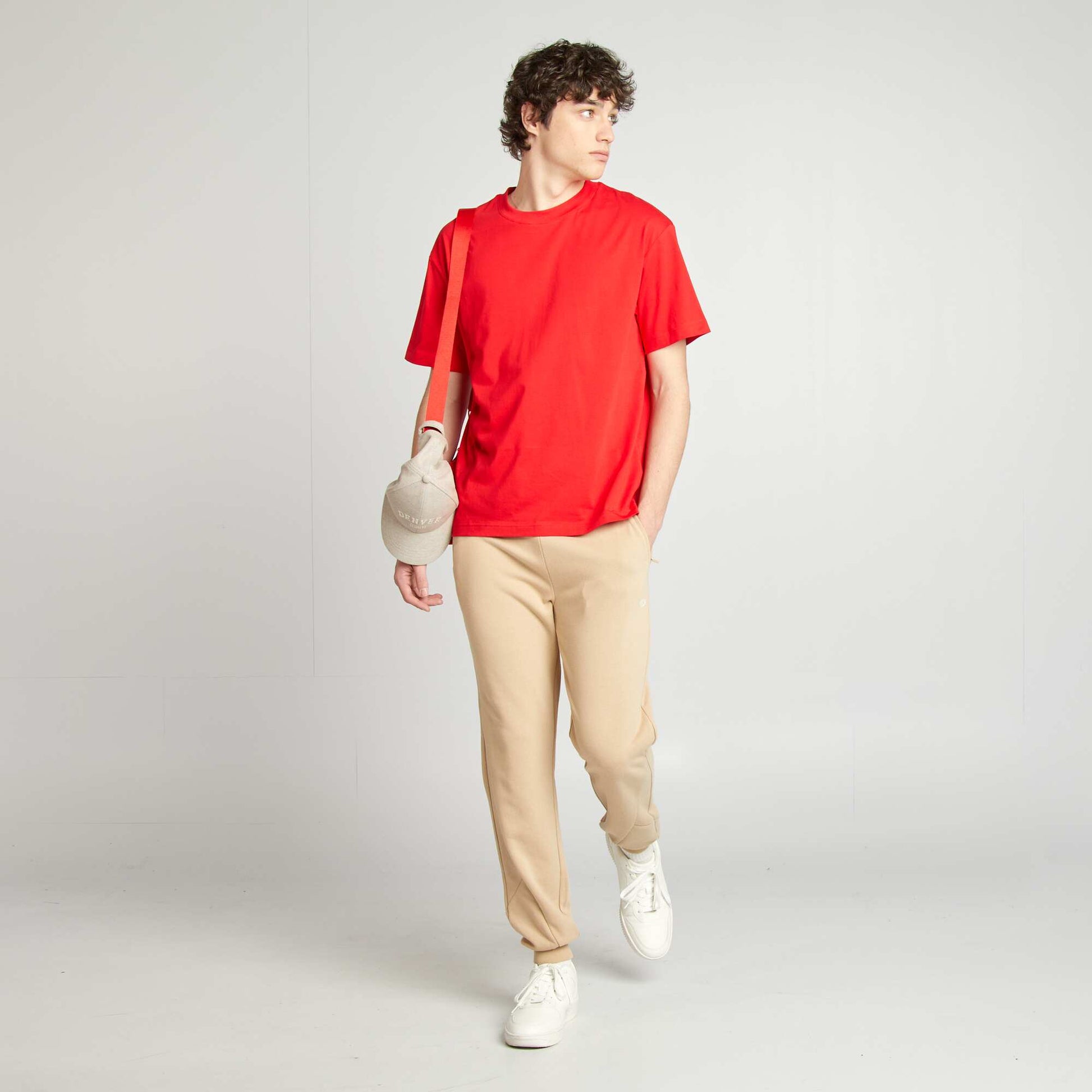 Jogging uni en molleton fin BEIGE