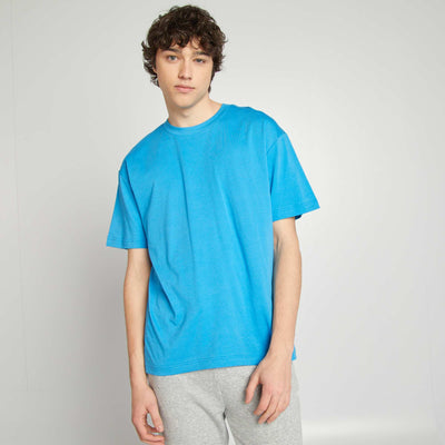 Tee-shirt en maille jersey uni manches courtes BLEU