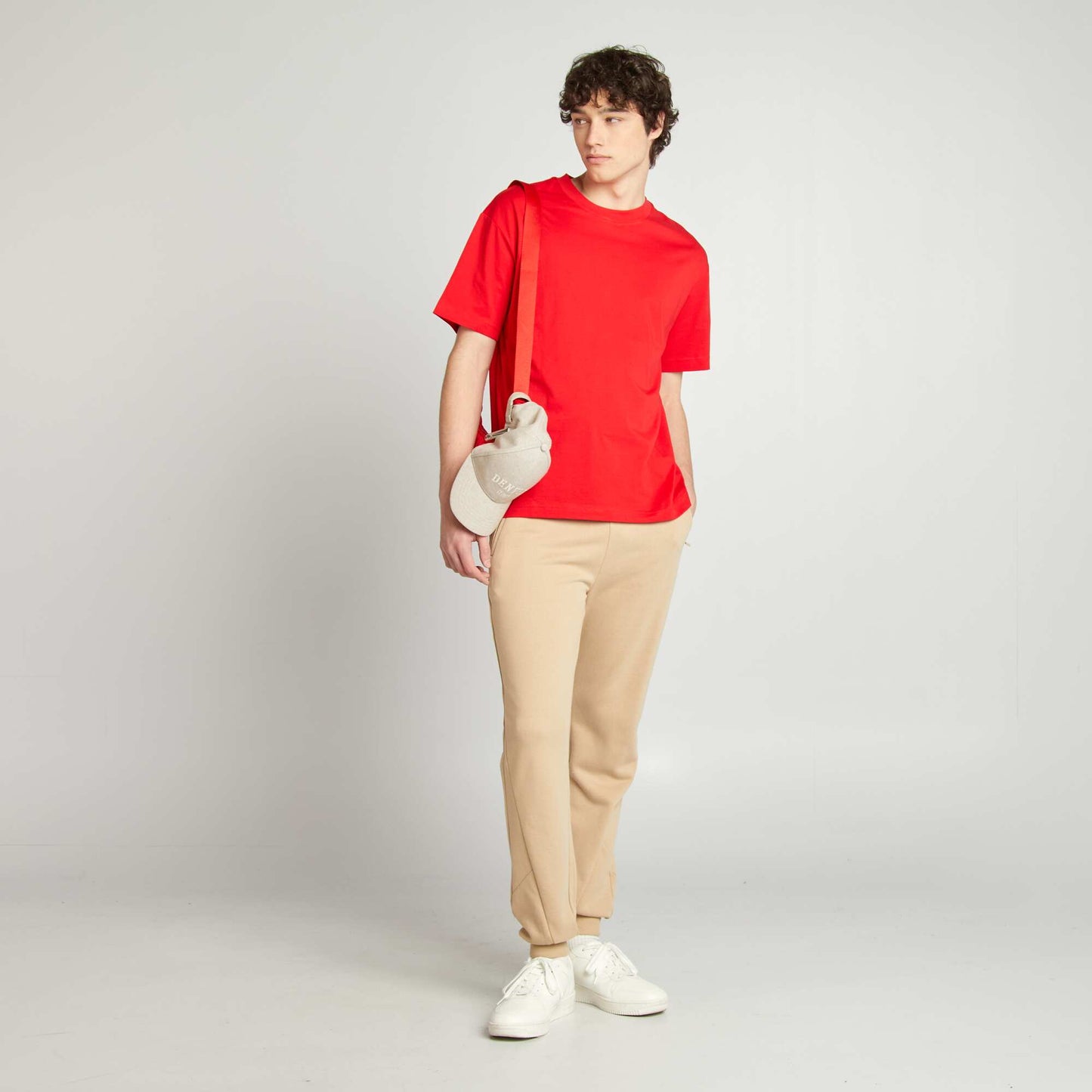 Tee-shirt en maille jersey uni manches courtes ROUGE