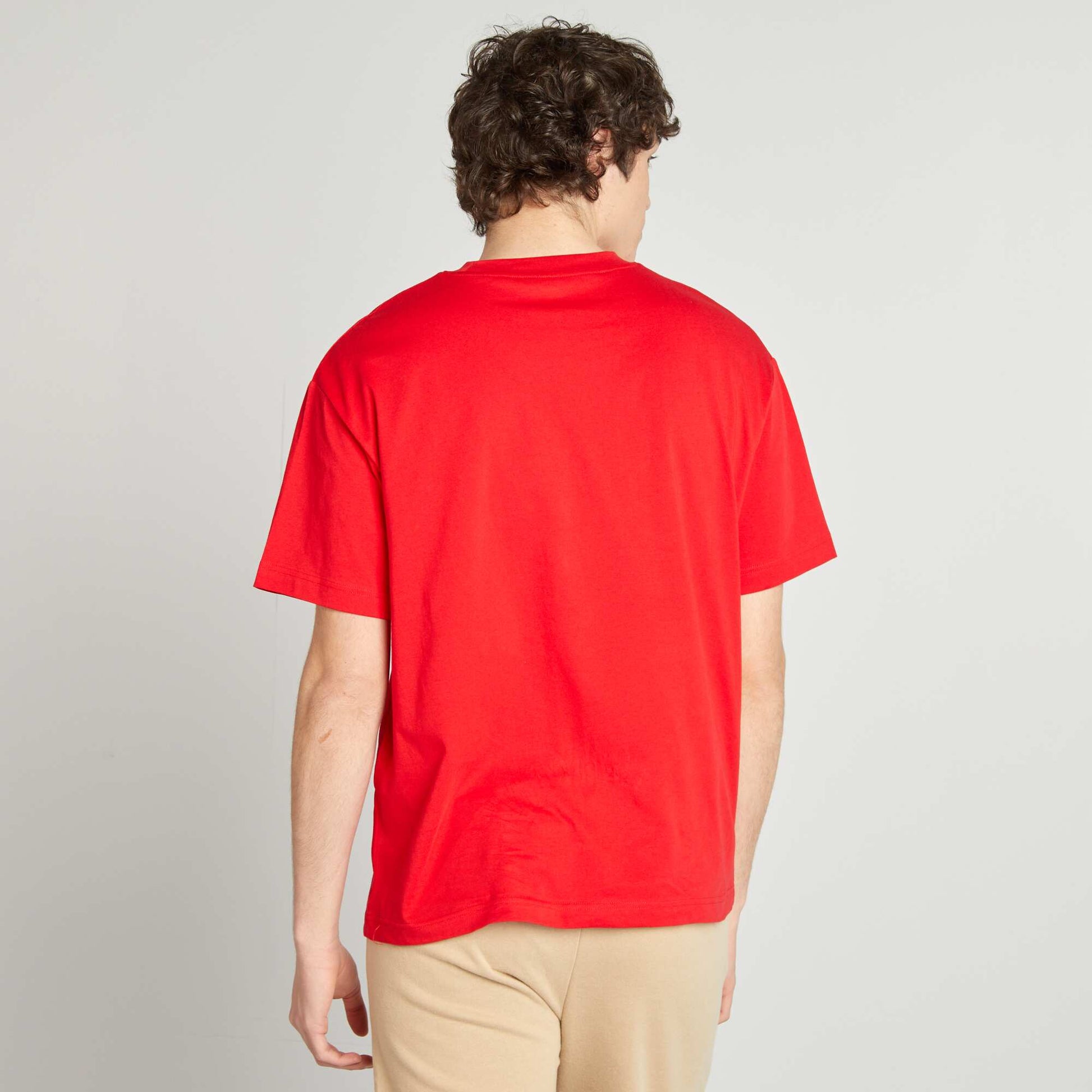 Tee-shirt en maille jersey uni manches courtes ROUGE
