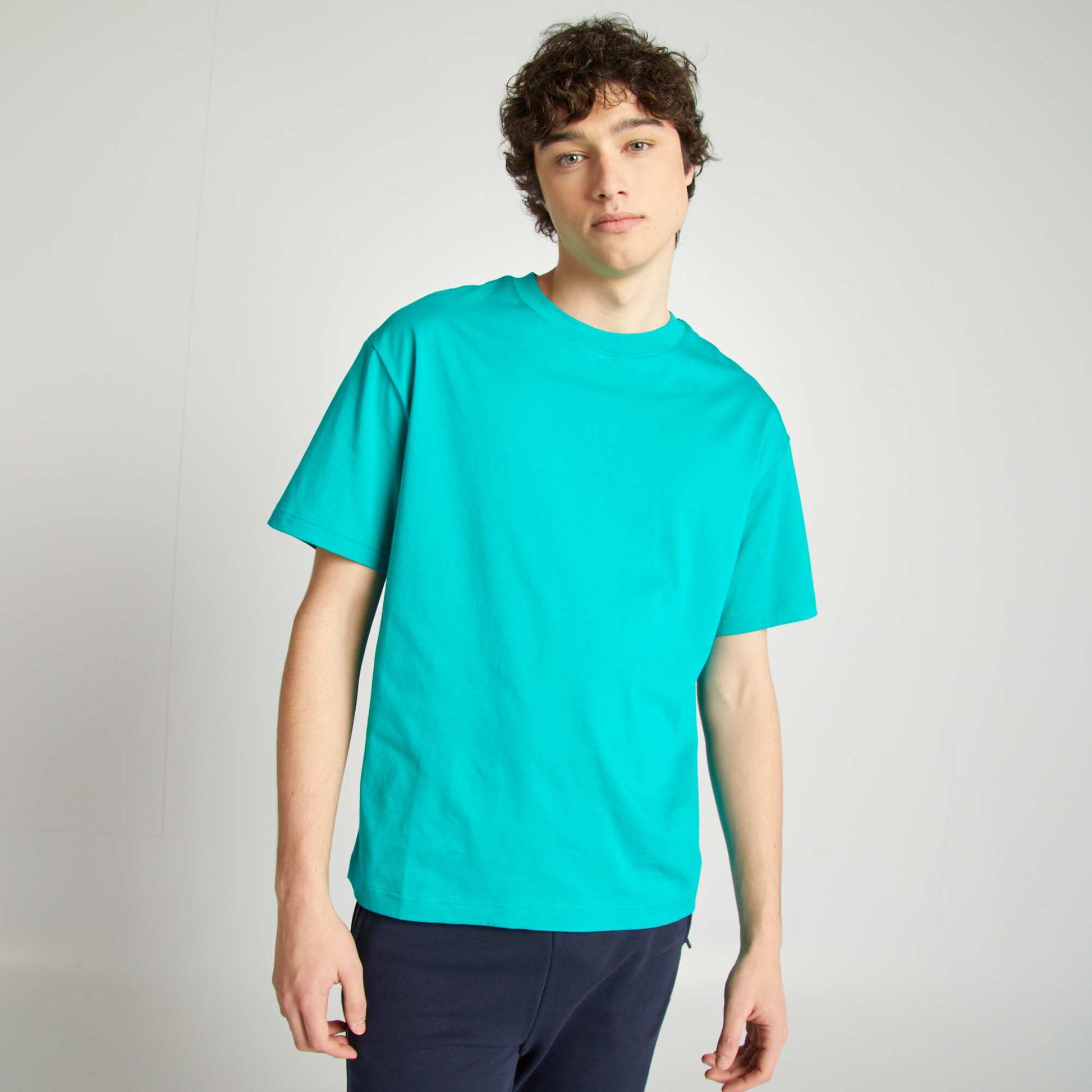 Tee-shirt en maille jersey uni manches courtes VERT